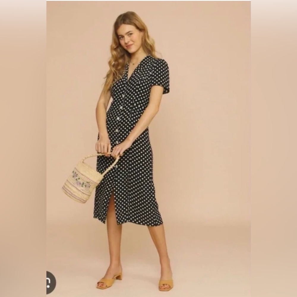 Rouje Marin Polka Dot Midi Dress FR 36